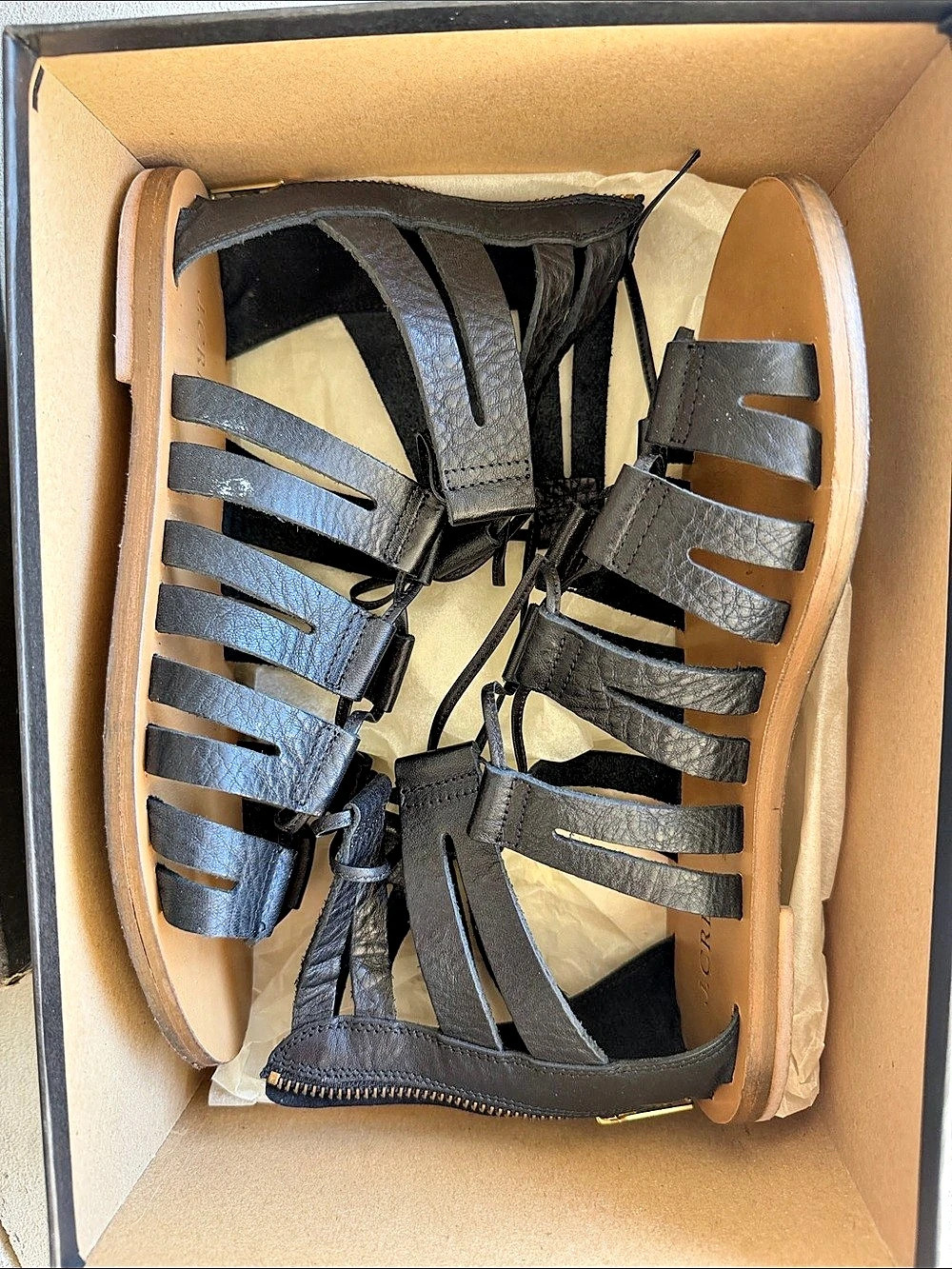 J.Crew Leather Gladiator Sandals Black & Tan US 8